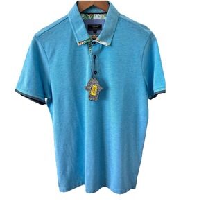 Visconti Solid Short Sleeve Polo Shirt Turquoise  Blue Size Small NWT